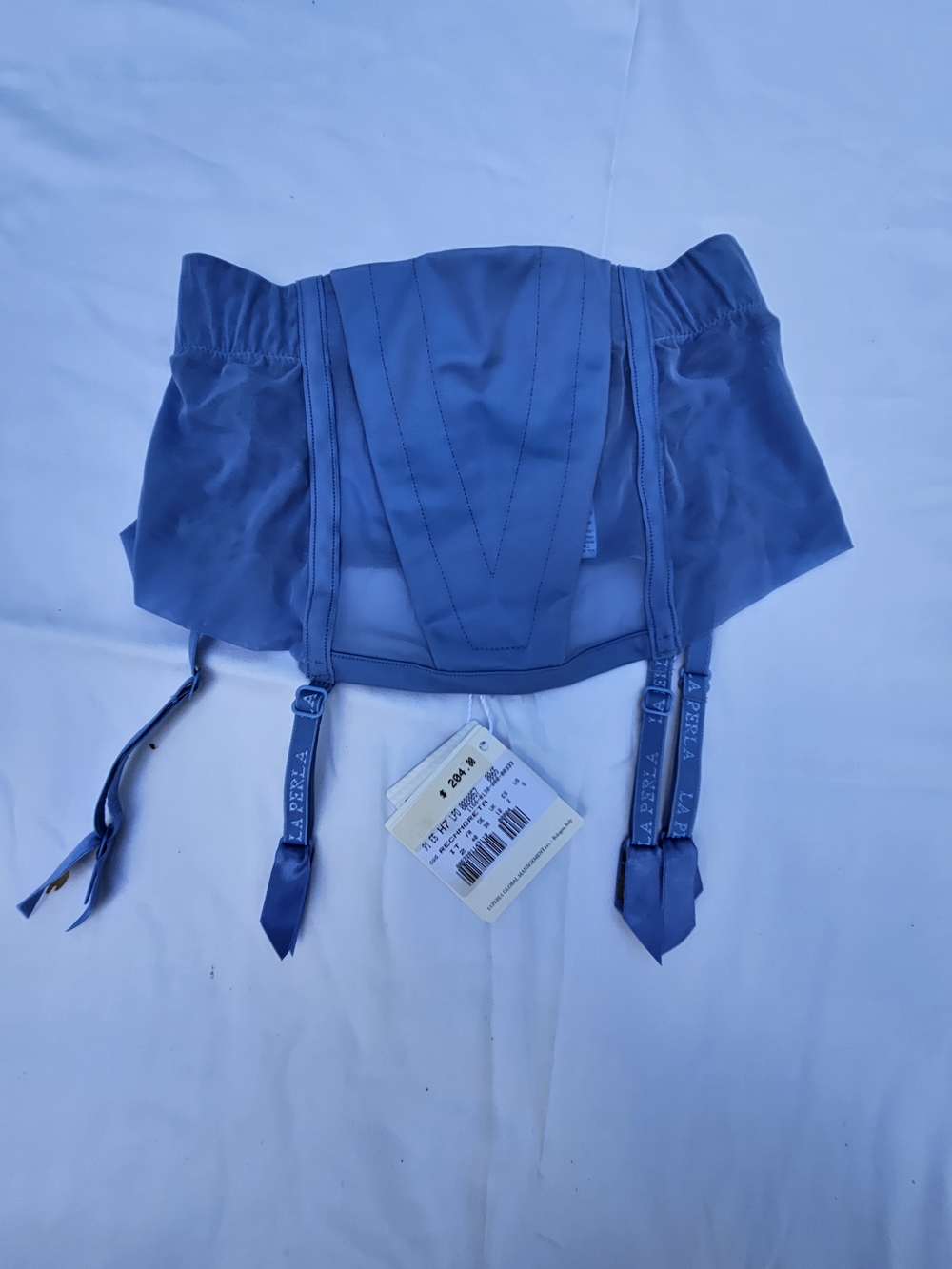 La Perla Steel Blue Corset-Style Garter Belt